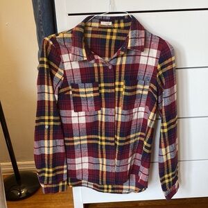 En Crème flannel, red yellow navy, size M